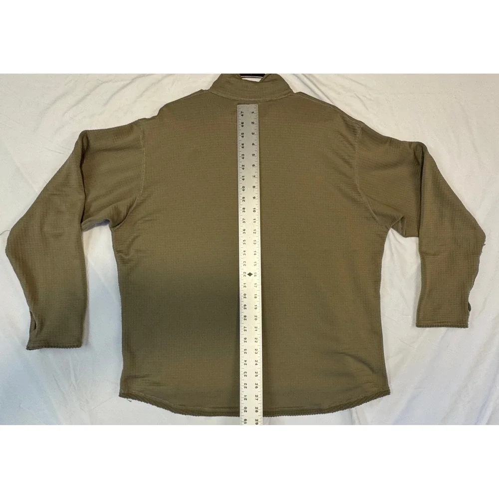 Polartec Coyote Brown Grid Fleece Quarter Zip Tactical Pullover Mens XL Made USA